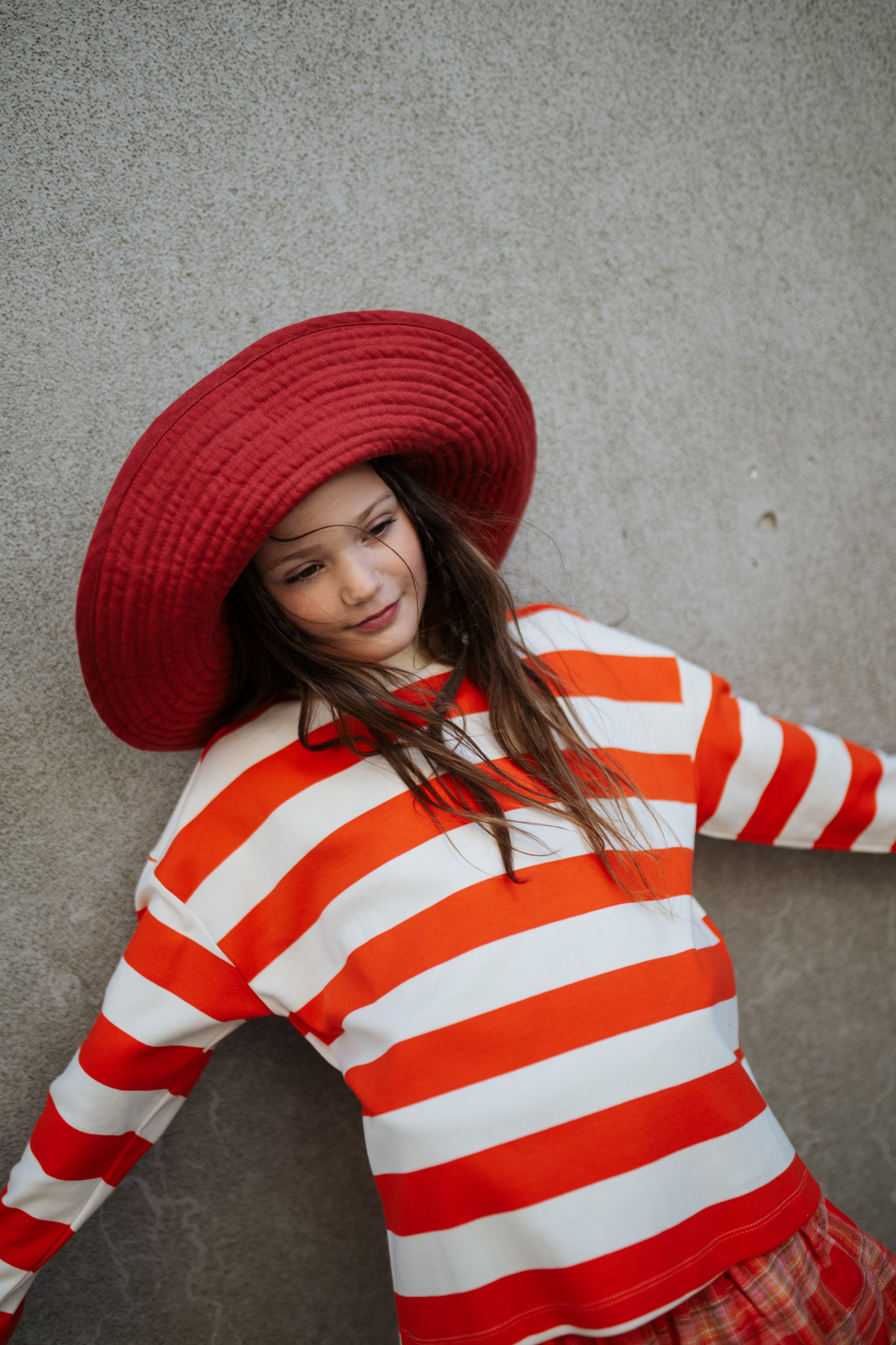 Boxy Sweater | Flame Red Block Stripe