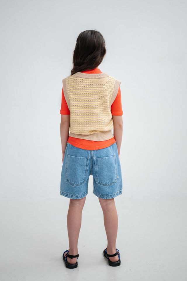 V Neck Spencer | Soft Yellow Stripe