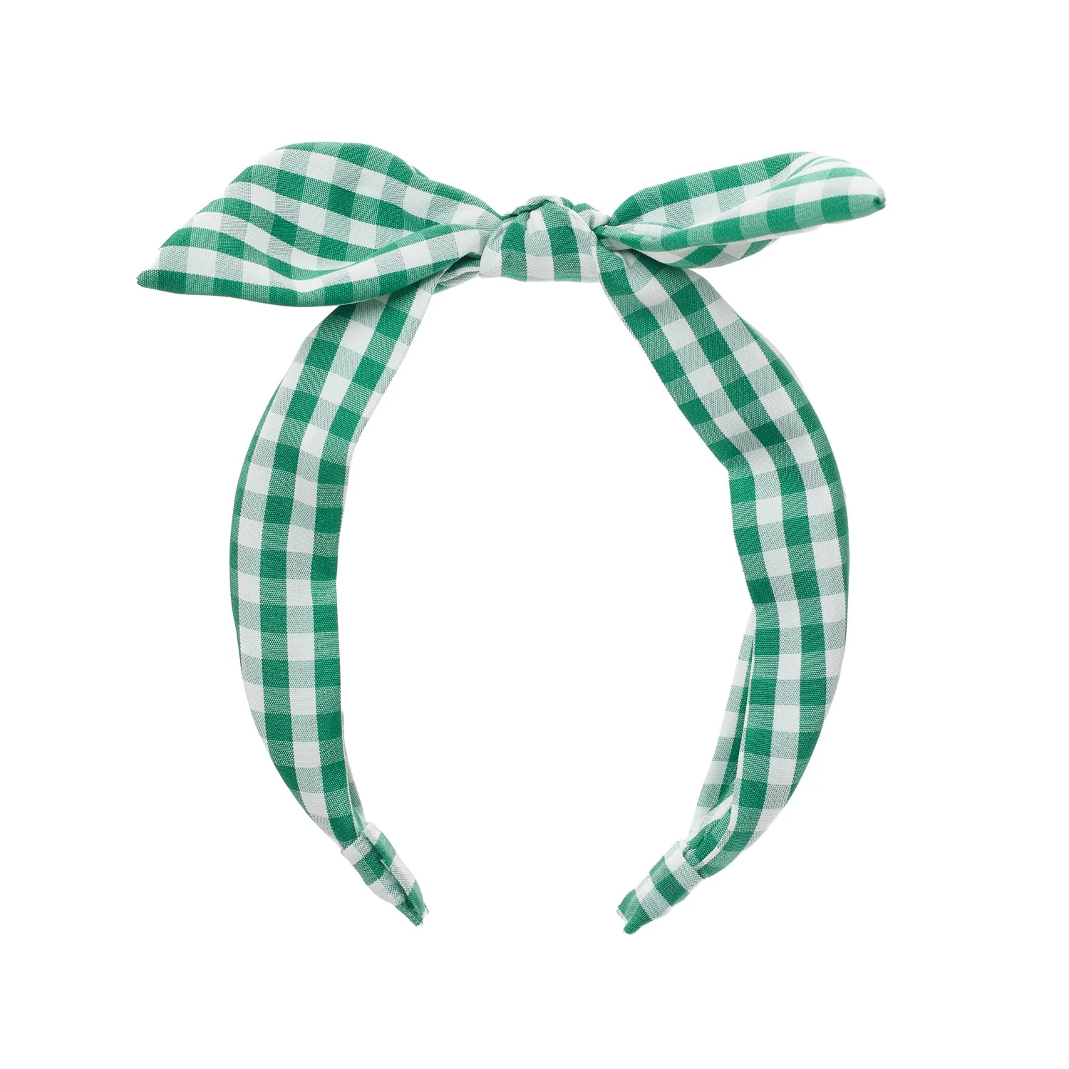 School Gingham Tie Headband | Green