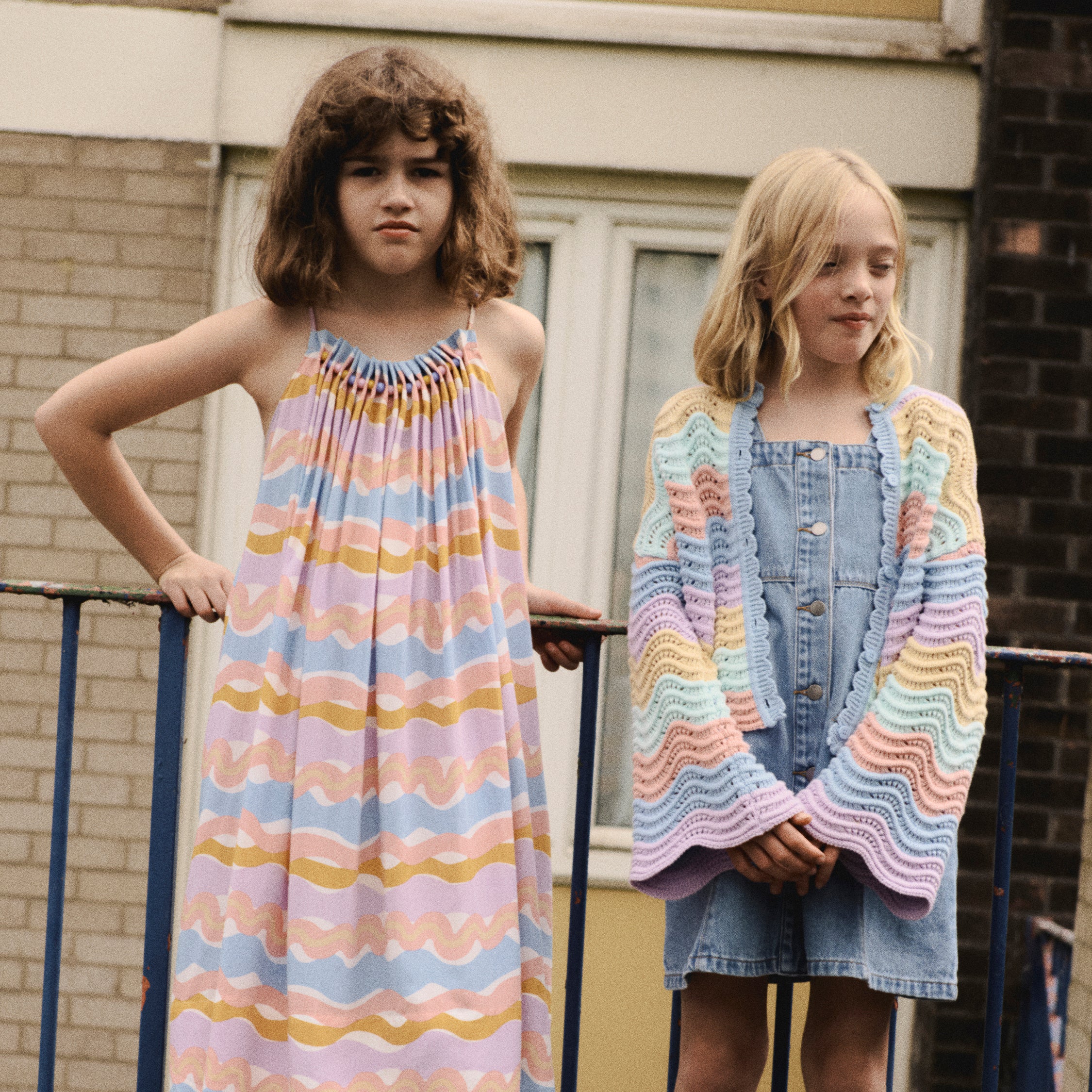 Scalloped Striped Cotton Cardigan