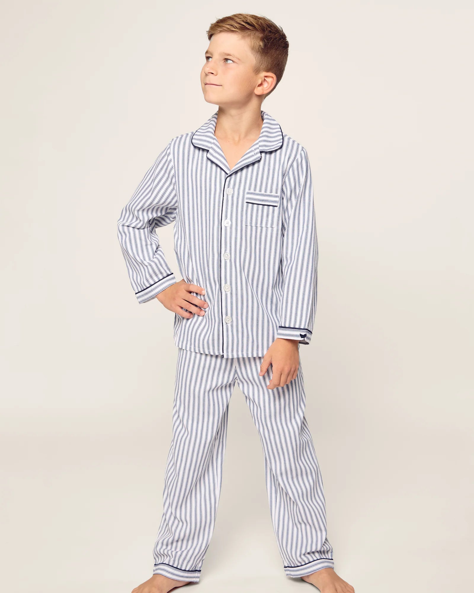 Twill Pajama Set | Navy French Ticking