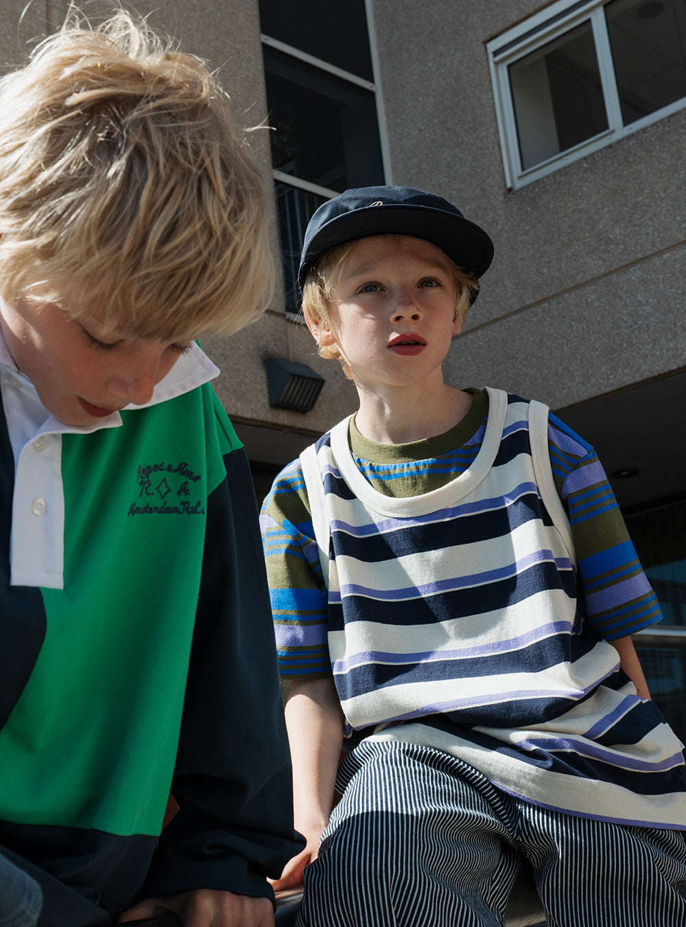 Singlet | Cream Teal Glacier Stripe