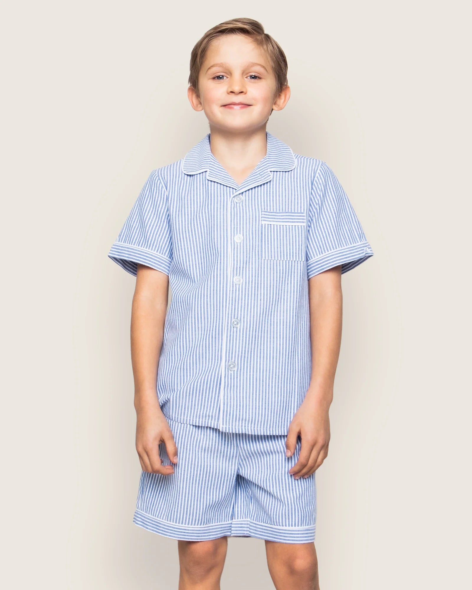 Twill Pajama Short Set | French Blue Heritage Stripe