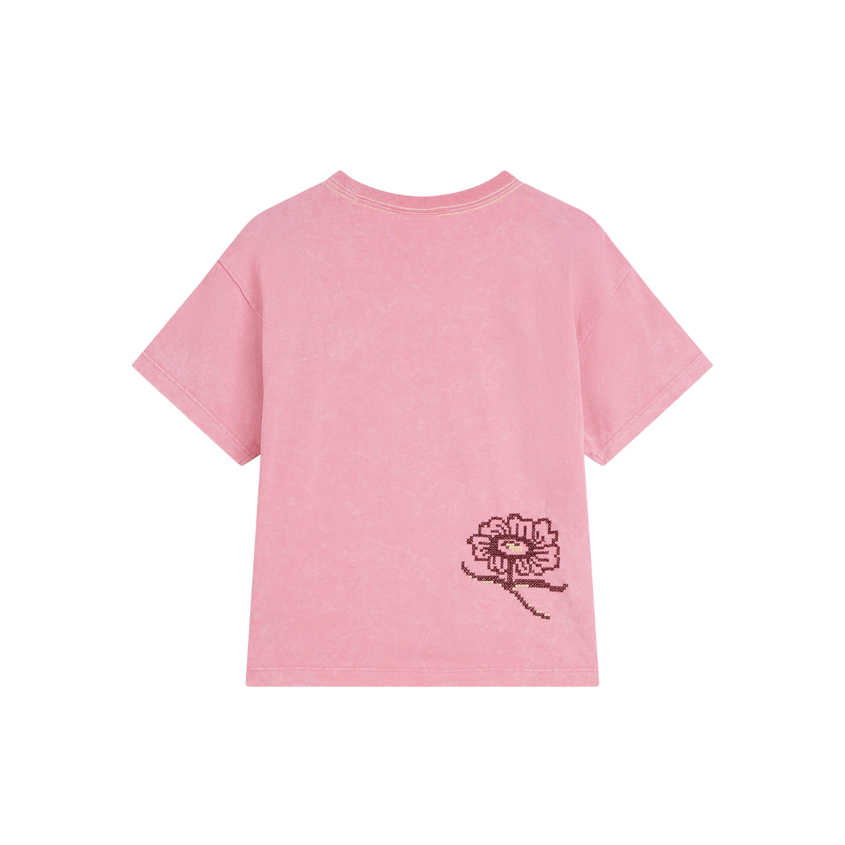 Embroidered Snow Washed T-shirt | Wild Rose