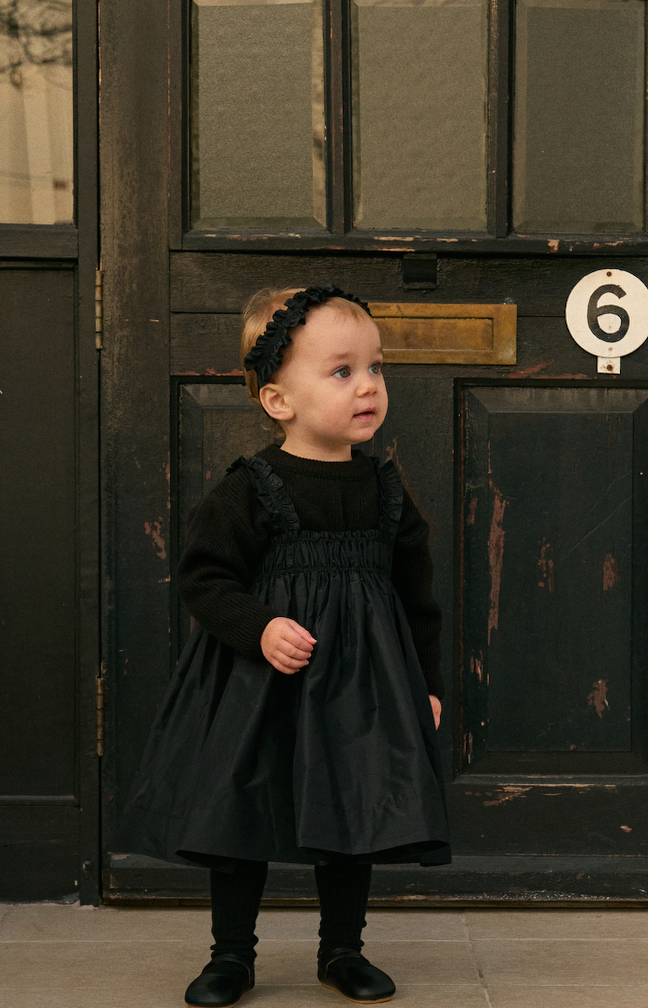 Taffeta Frill Dress | Black