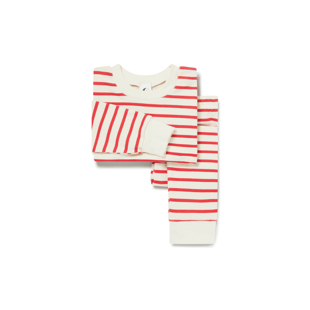 Classic Pyjama Set | Red And Oatmeal Breton