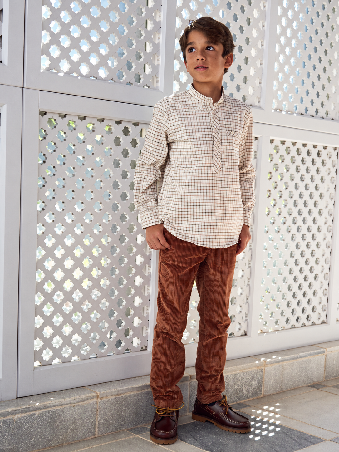 Mateo Long Sleeve Shirt | Caramel Check