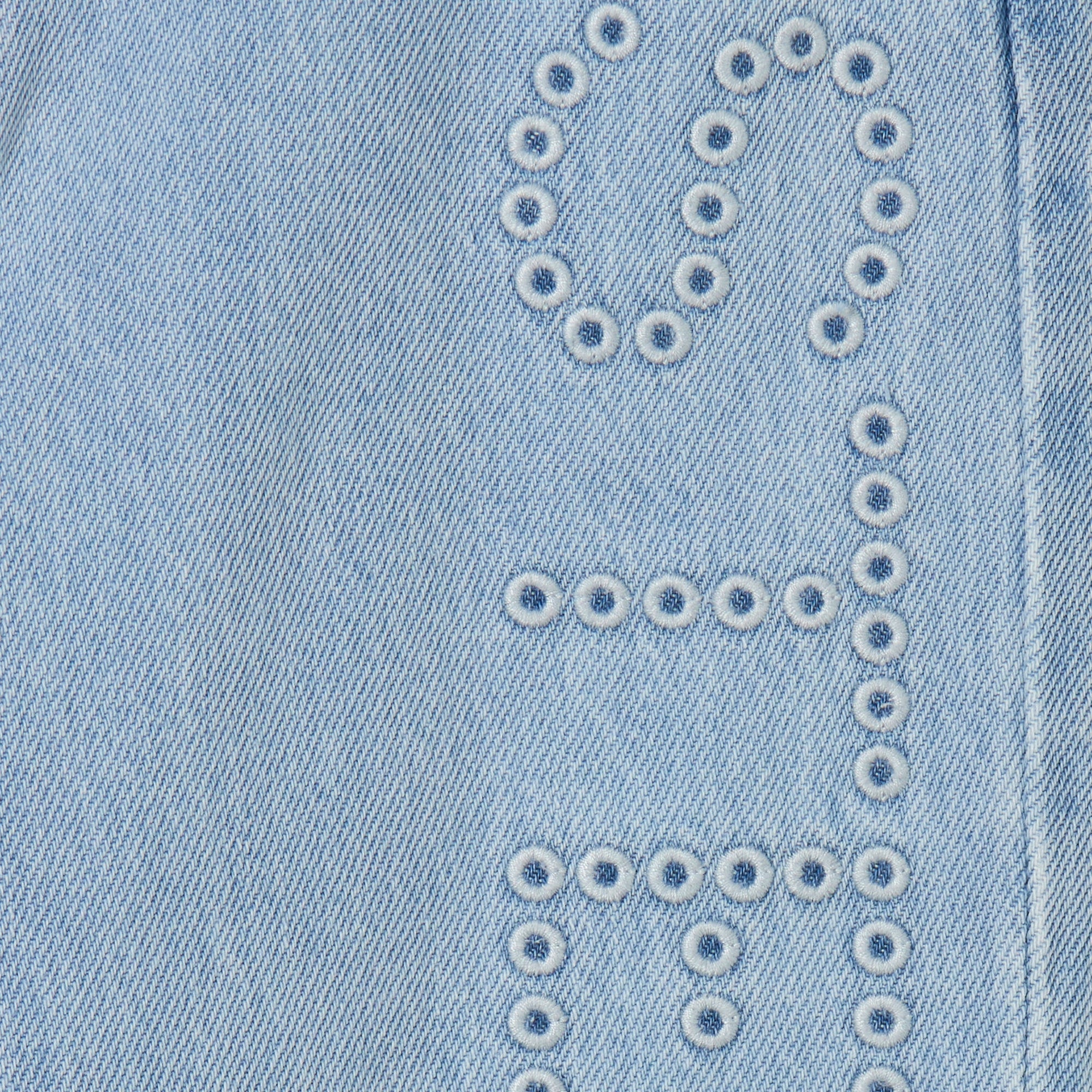 Eyelet Jeans Pants | Light Blue