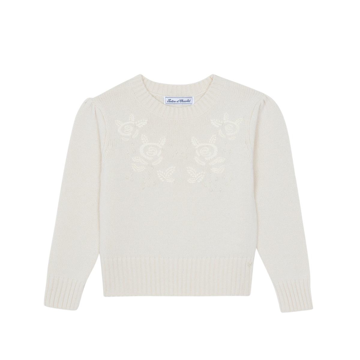 Flower Embroidery Sweater | Ecru