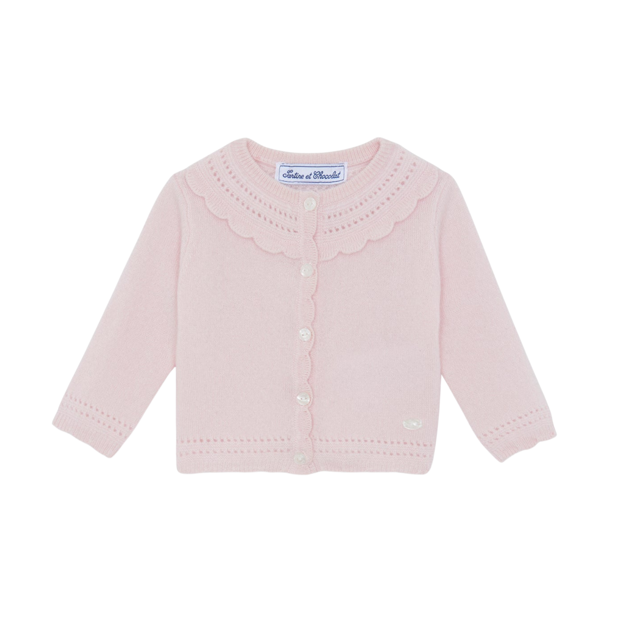 Cashmere Scalloped Cardigan | Rose