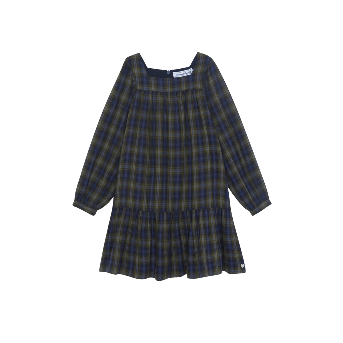 Cotton Check Dress | Navy