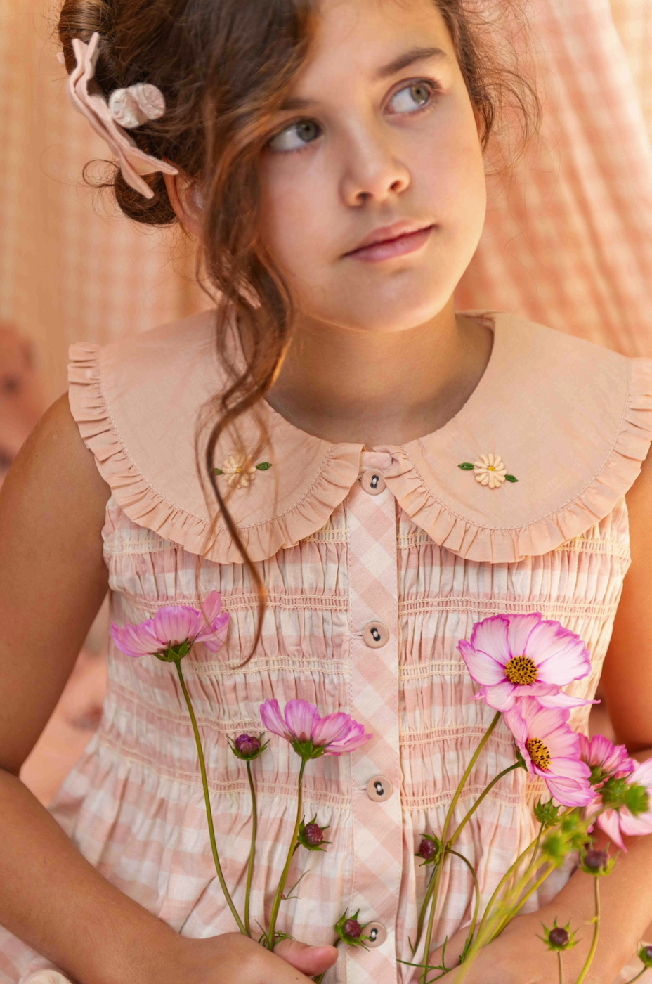 Dress With Hair Clip | Pink Vichy