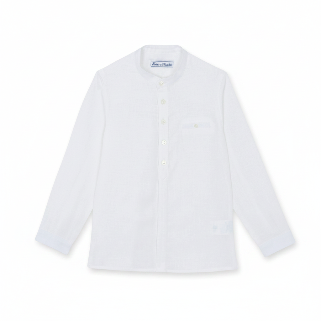 Mao Collar Linen | White