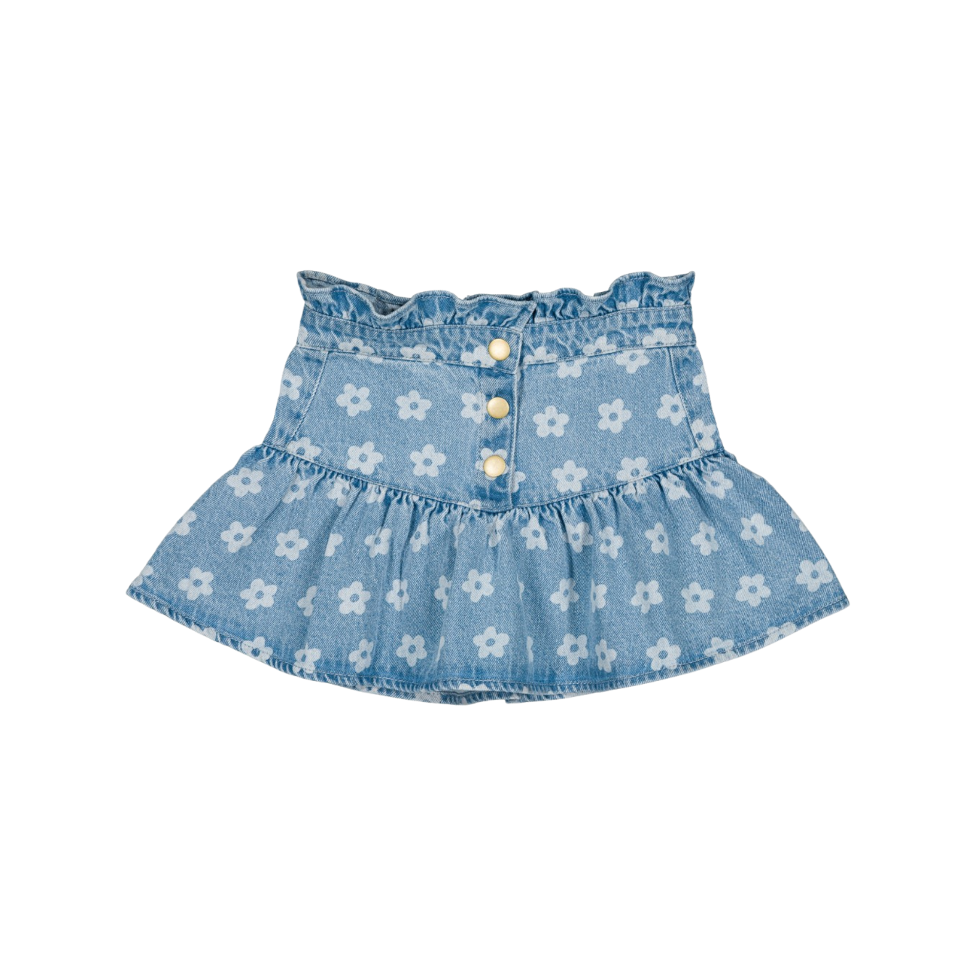 Pipeau Denim Flower Skirt | Light Blue