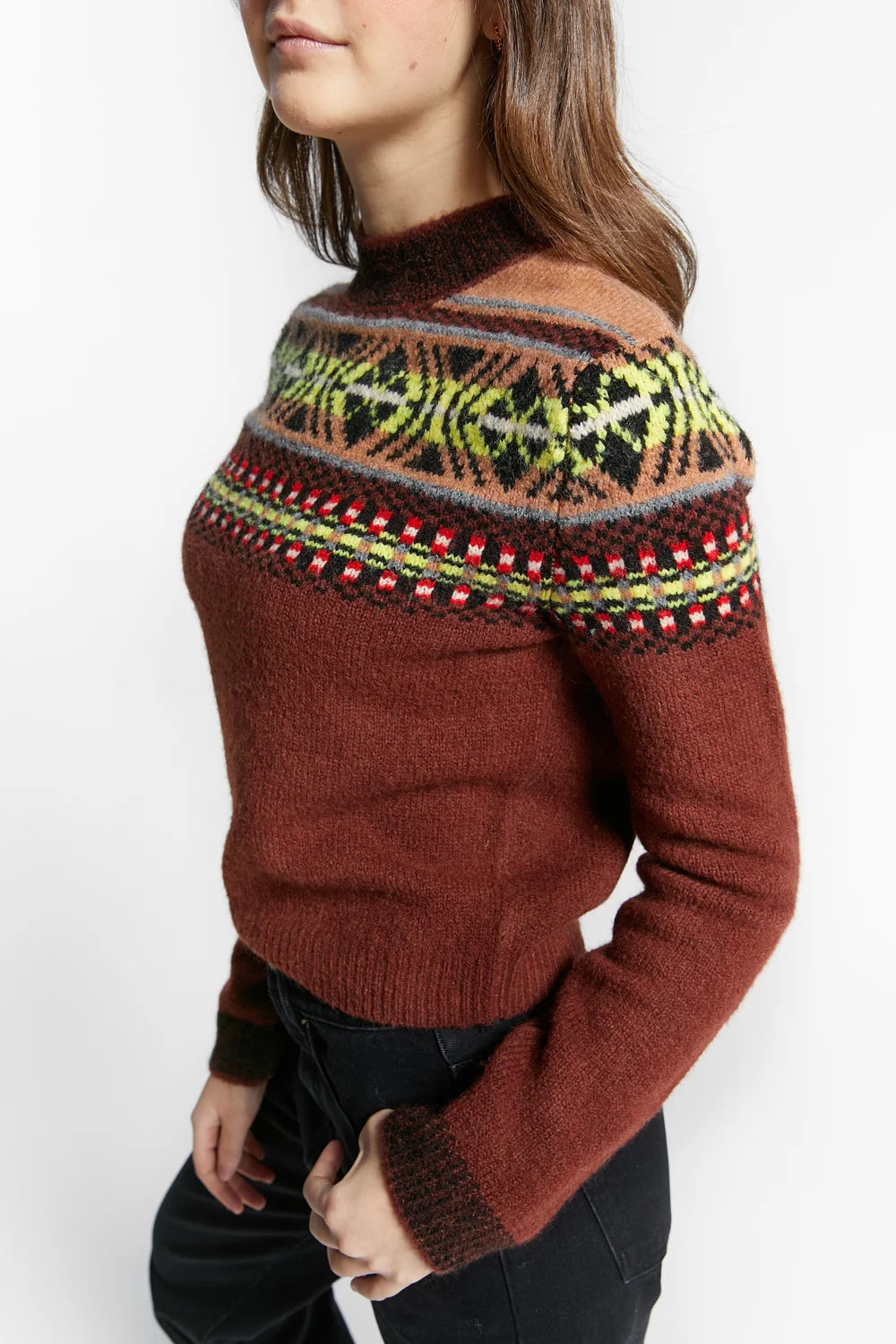 Western Knit Sweater | Coffee