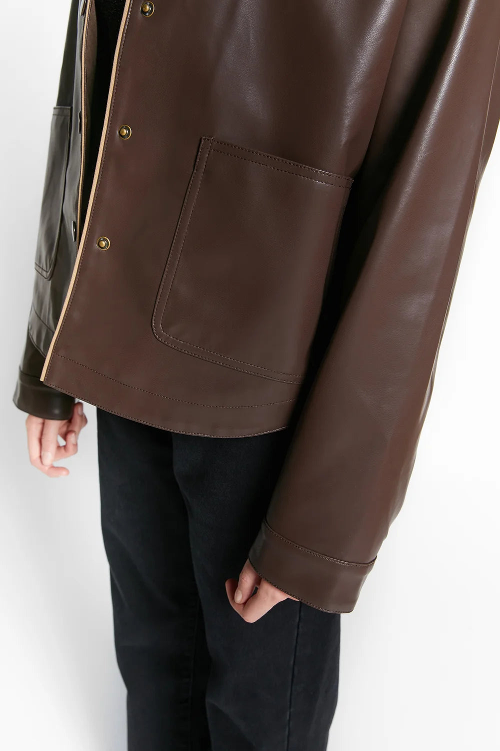 Wien Fake Leather Jacket | Coffee