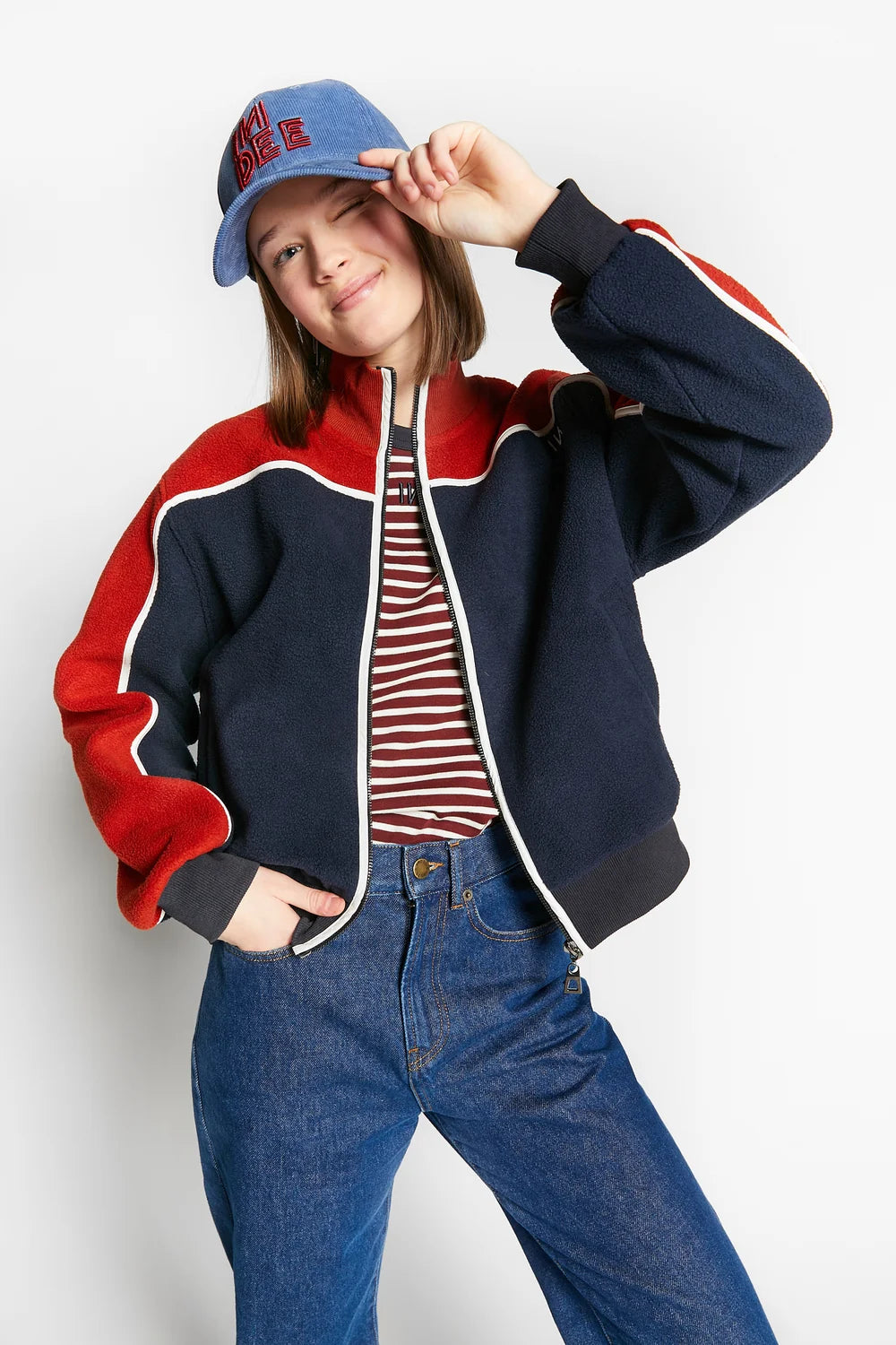 Waffle Fleece Jacket | Navy