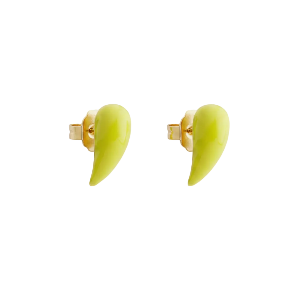 Mini Fang Earrings with Yellow Enamel