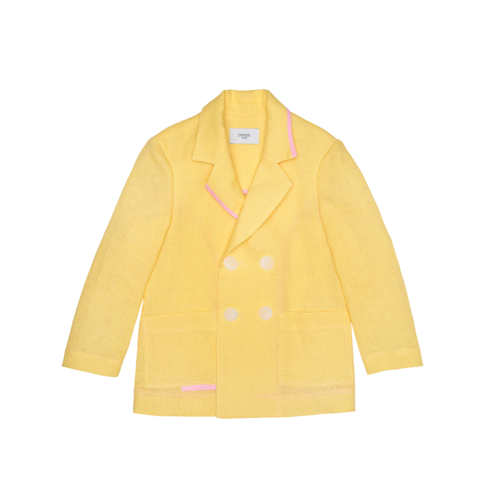 Aria Double Breasted Jacket Linen | Yellow