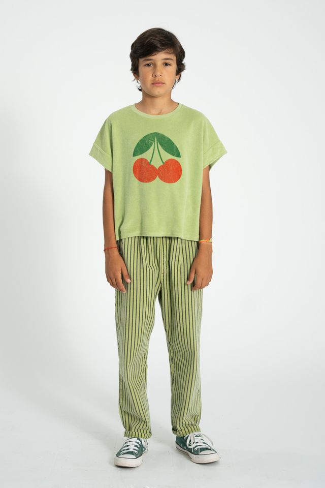 Cherry Print T-Shirt | Light Olive