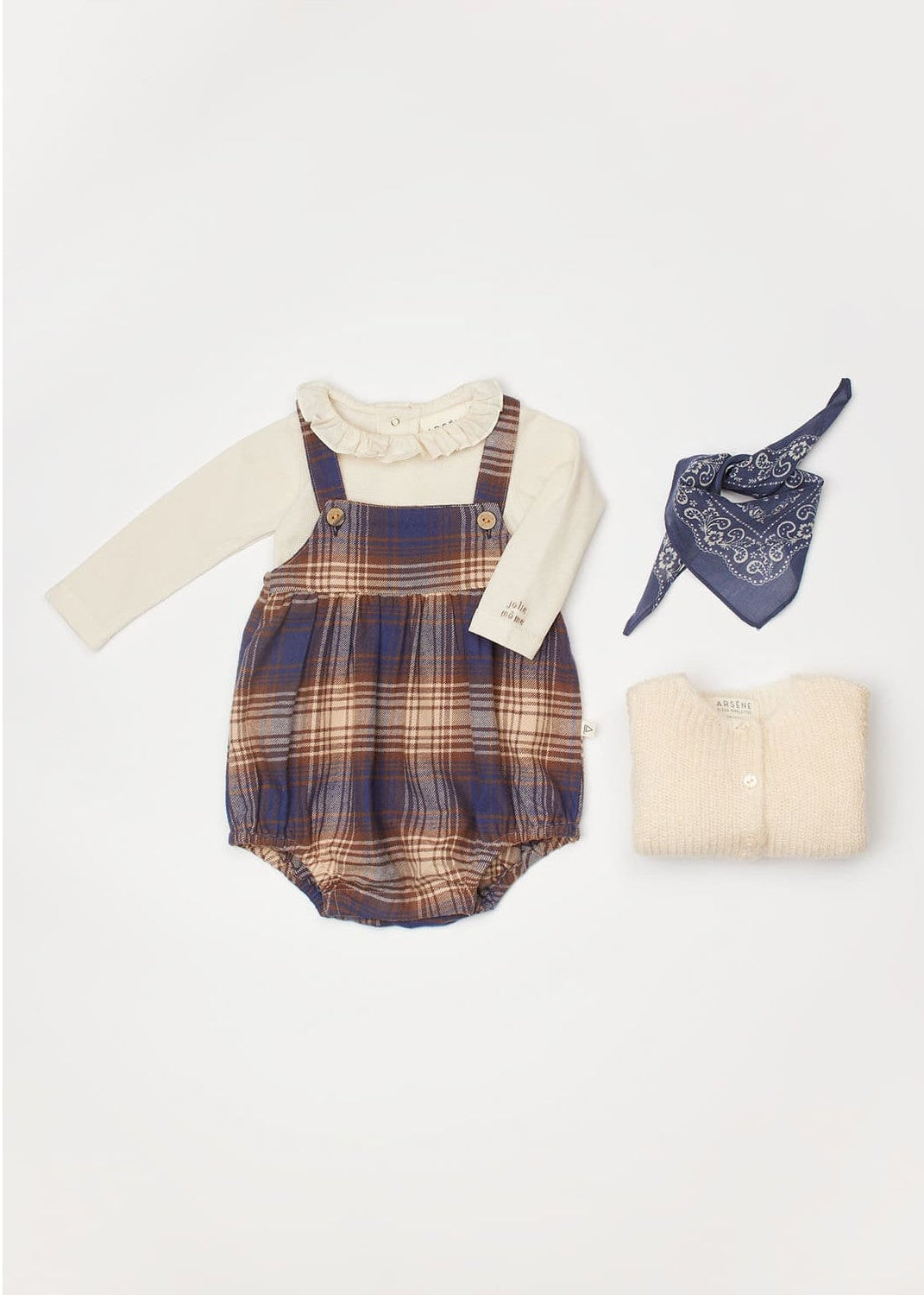 Tartan Baby Romper | Marine