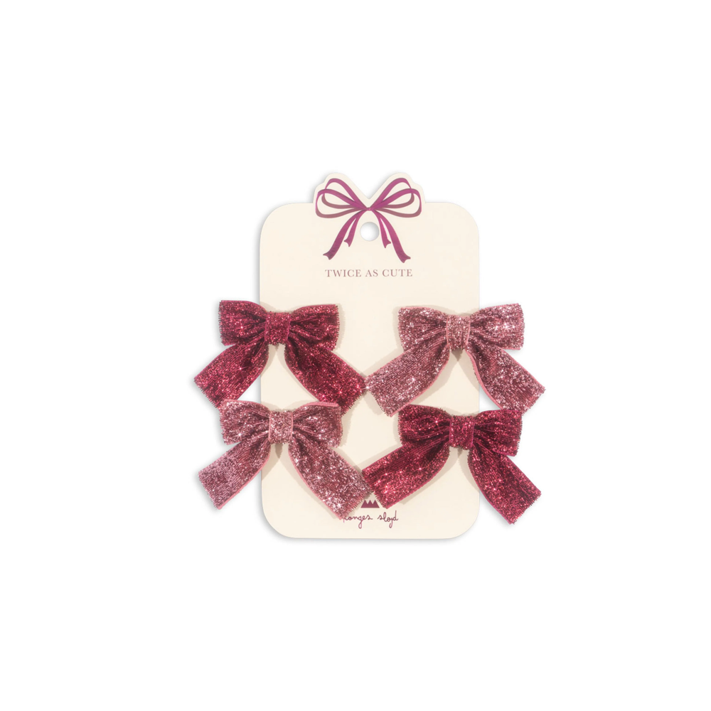 4 Pack Glitter Bow Hair Clips | Pink Mix