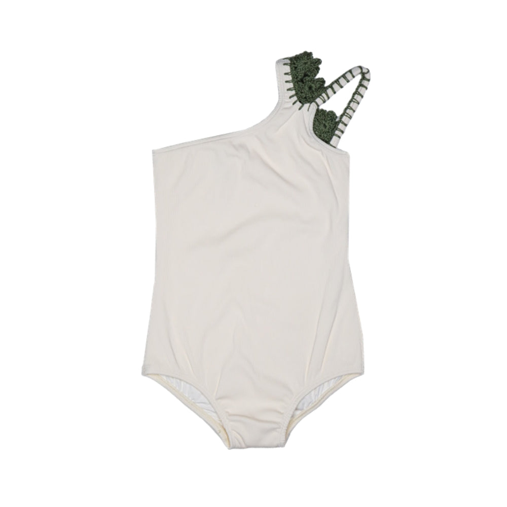 Ribbed Crochet Trim Swimsuit | Ecru