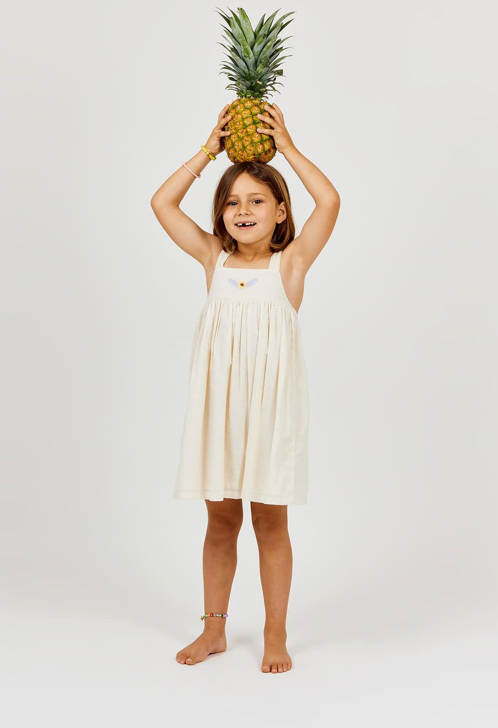 Embroidered Strap Dress | Ecru