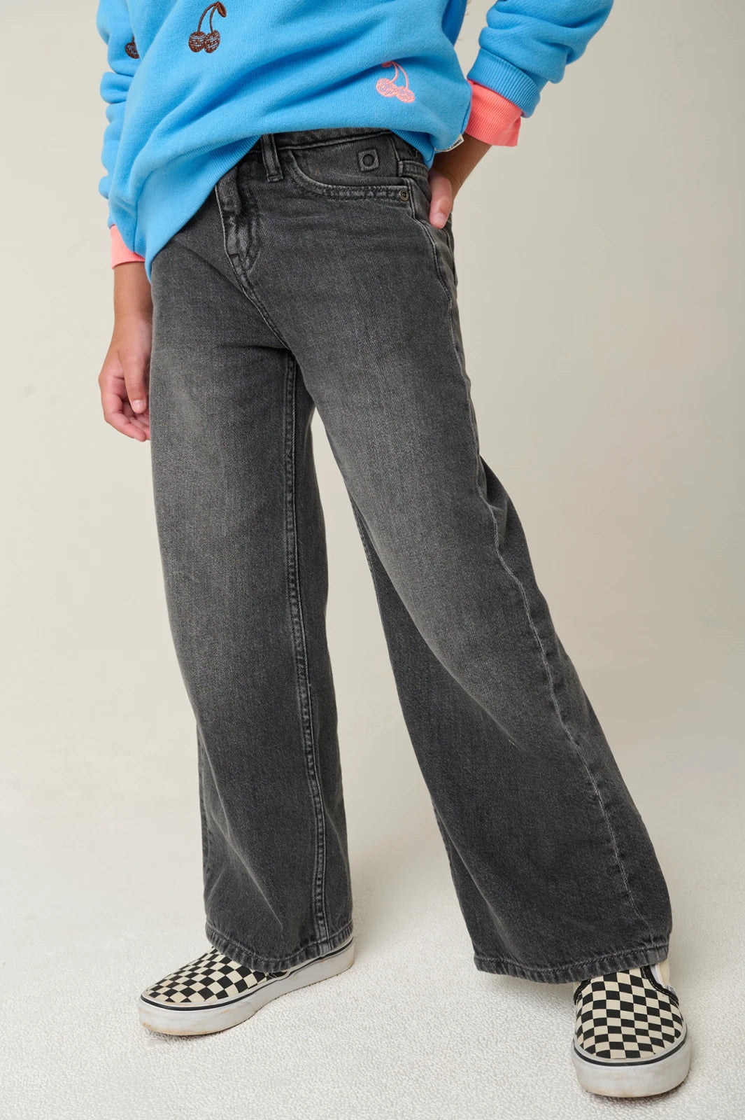 Jara Grey Wide Jeans | Denim Grey Stonewash