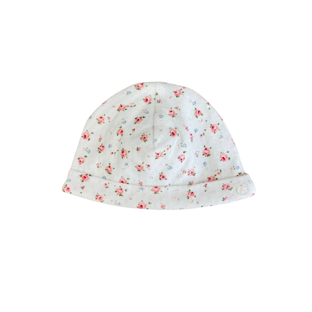 Floral Jersey Baby Hat | Ecru