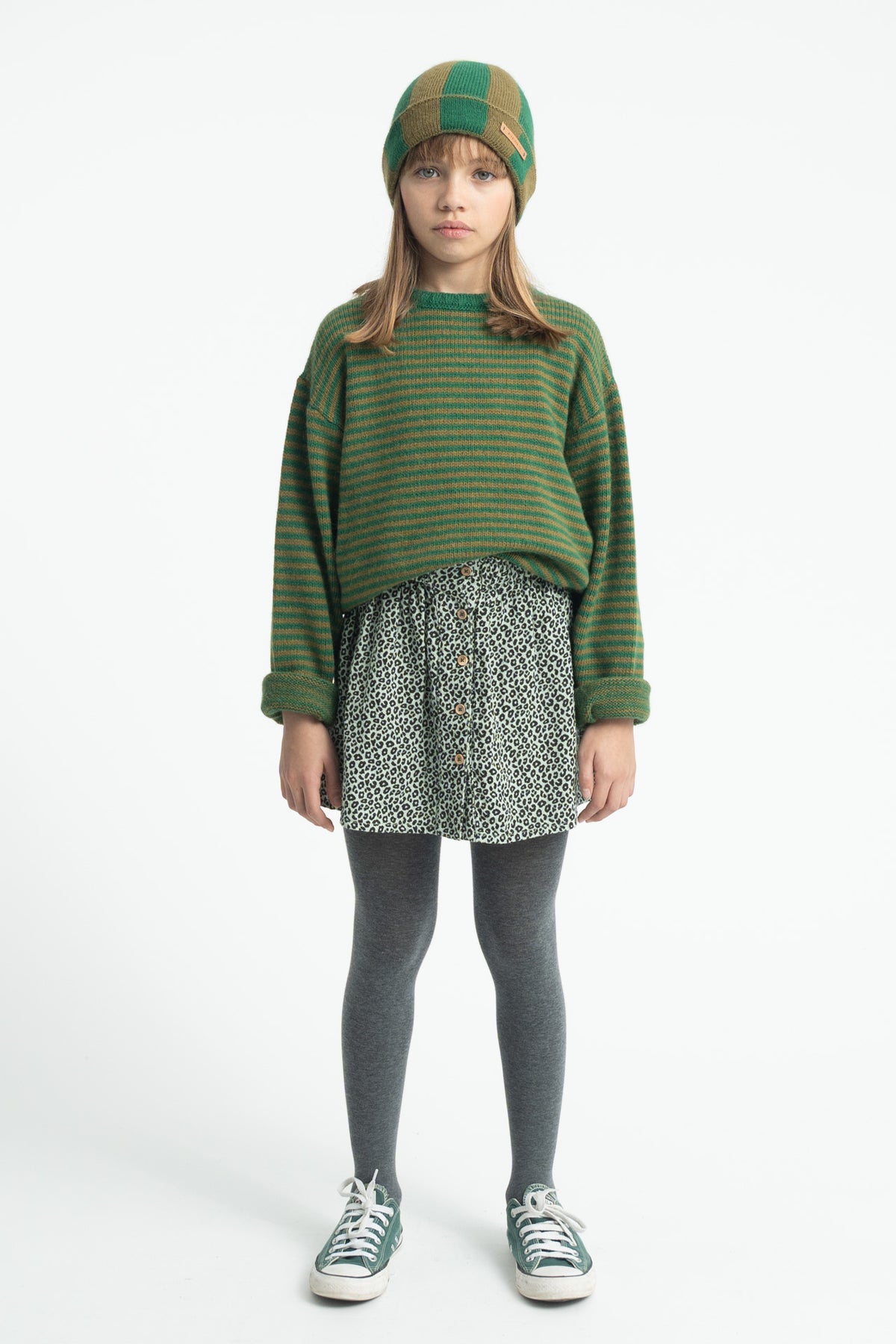 Knitted Sweater | Green & Brown Stripes