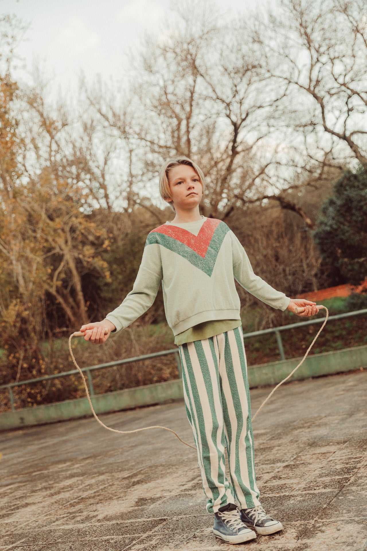 Sweatshirt | Mint Green with Triangle Print