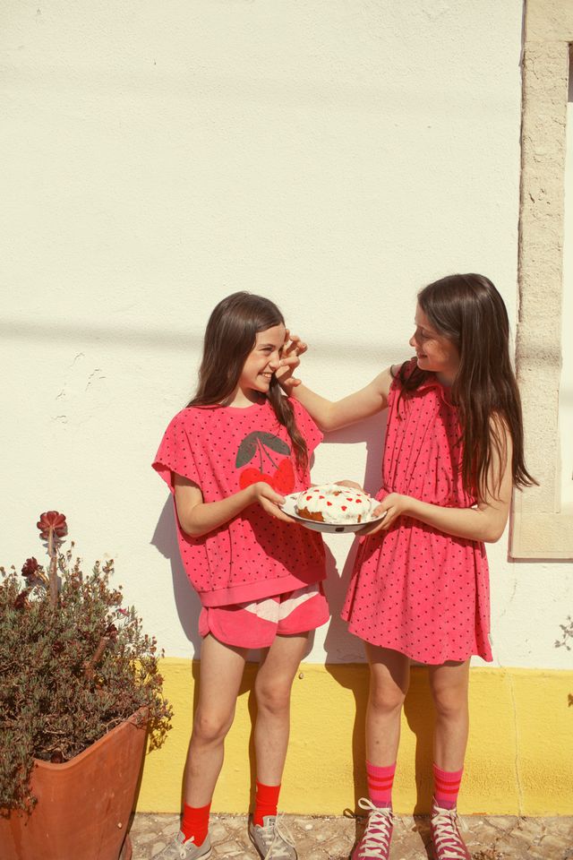 Heart Print Short Dress | Pink/Black