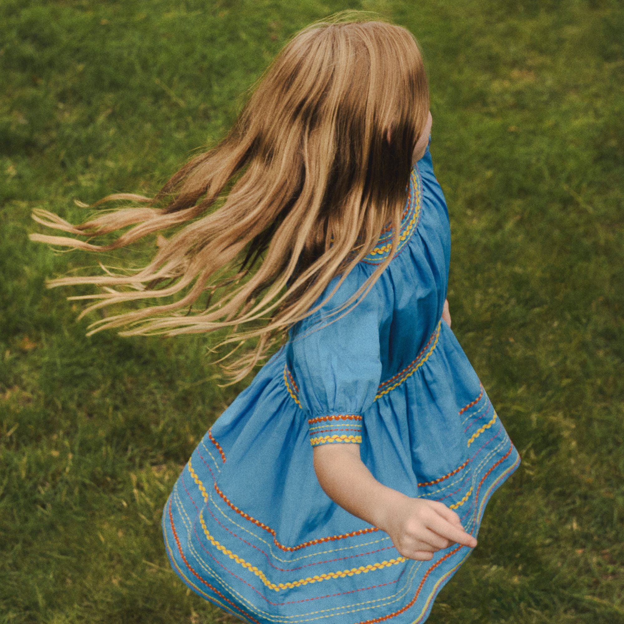 Embroidered Linen Dress | Blue