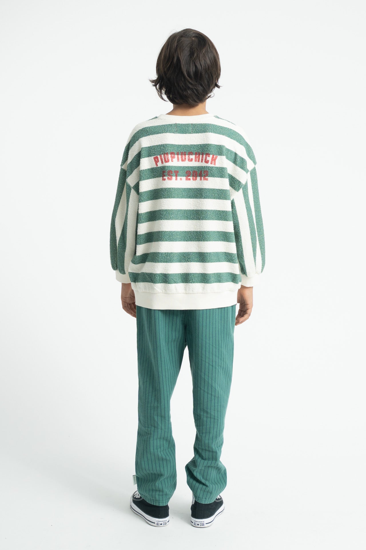 Sweatshirt Set | Ecru & Green Stripes