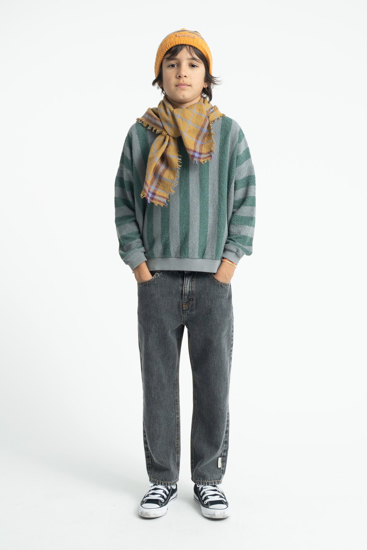 Sweatshirt Set | Grey & Green Stripes