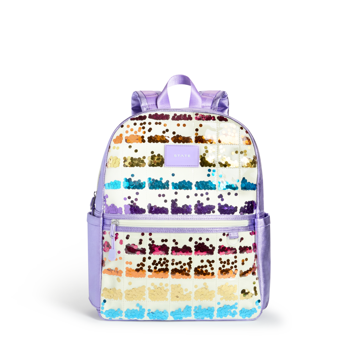Kane Double Pocket Backpack | Lilac Quilted Sequins