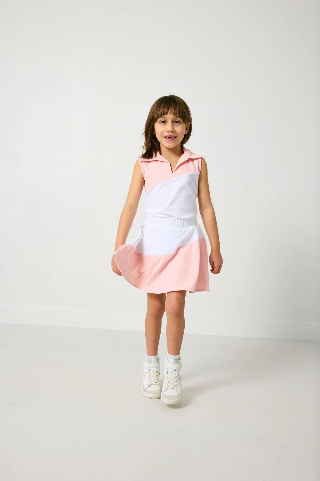 Half Court Tank | Pink and White