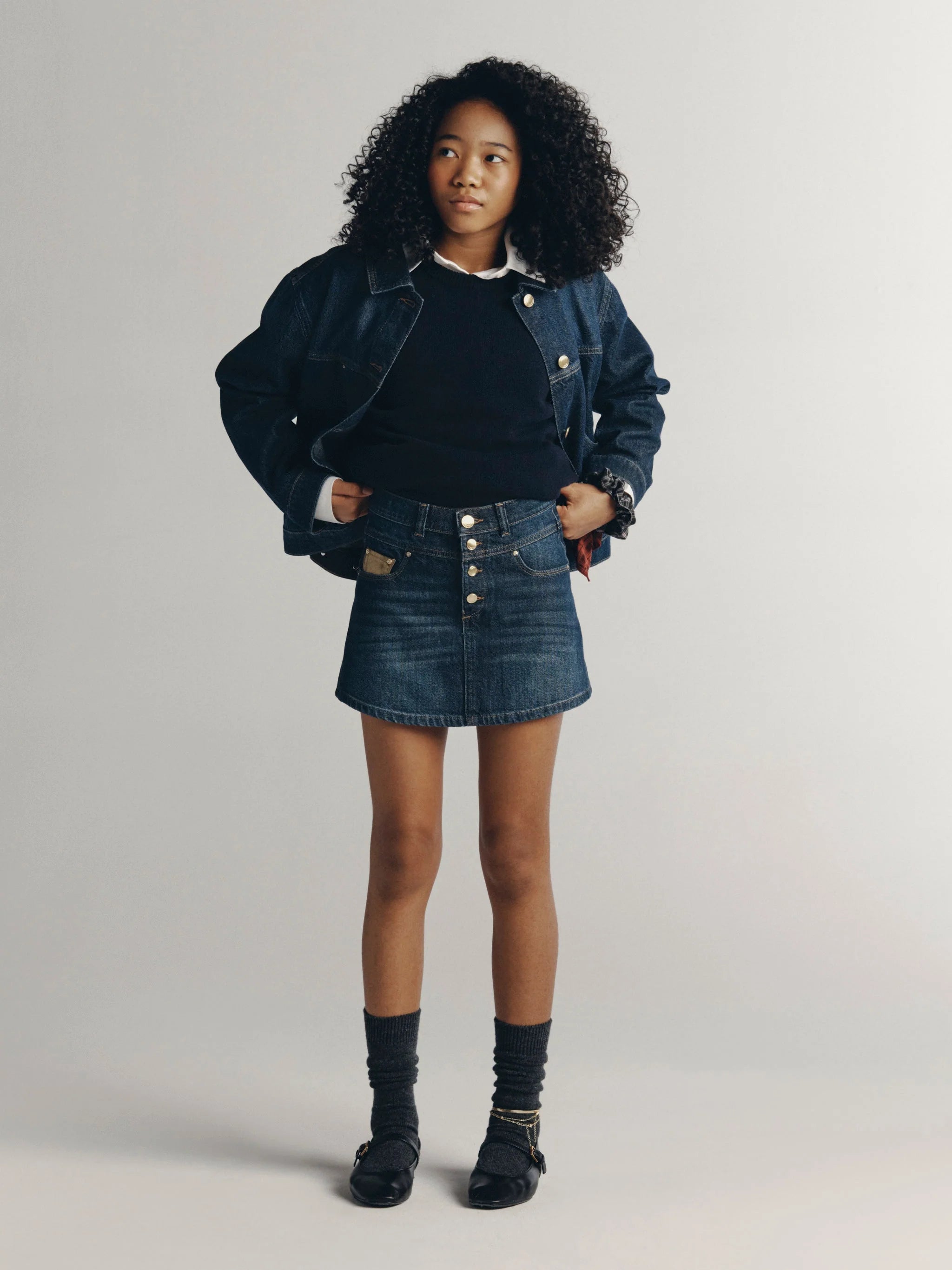 Jordyn Denim Trucker Jacket | Deep Water