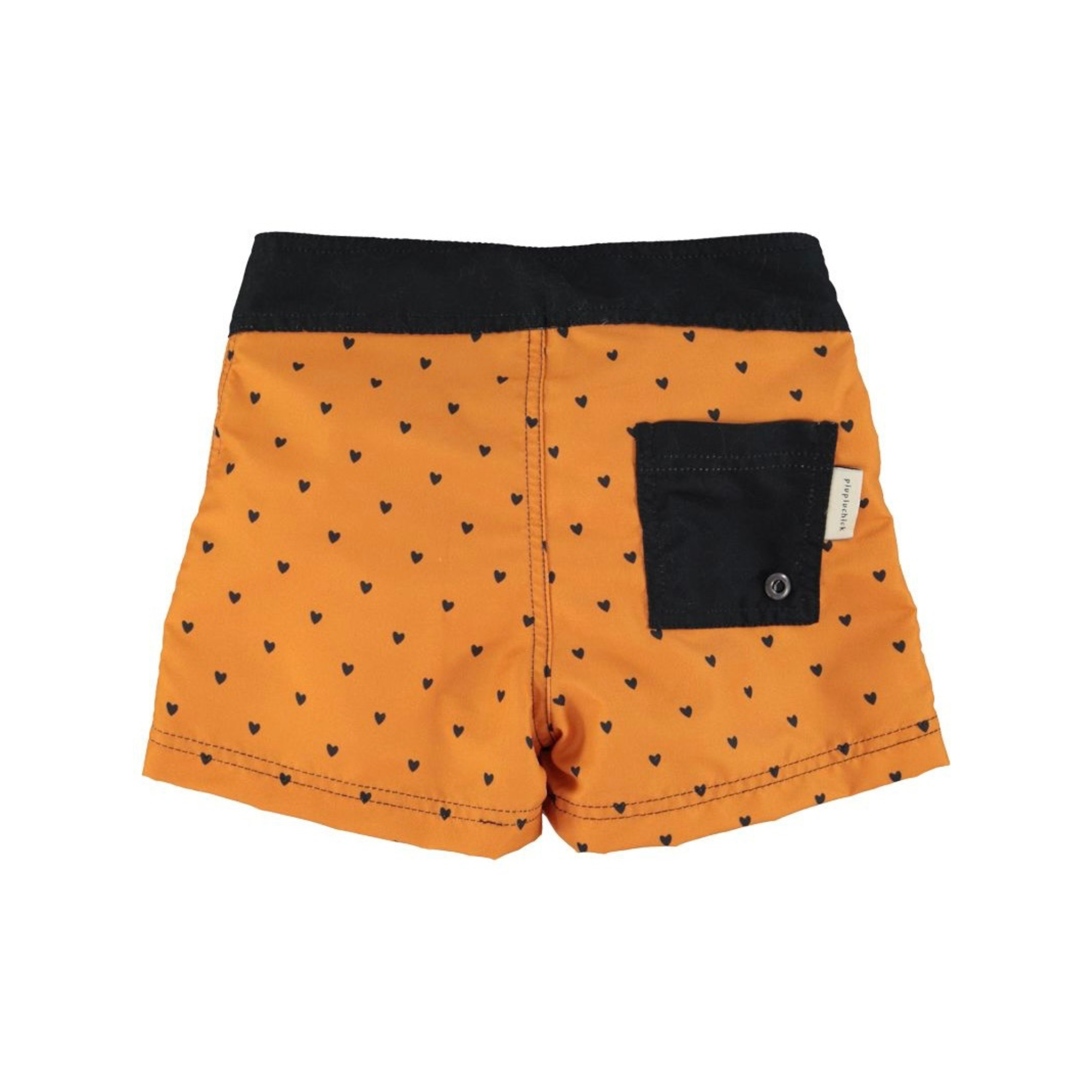 Heart Print Swim Shorts | Camel/Black