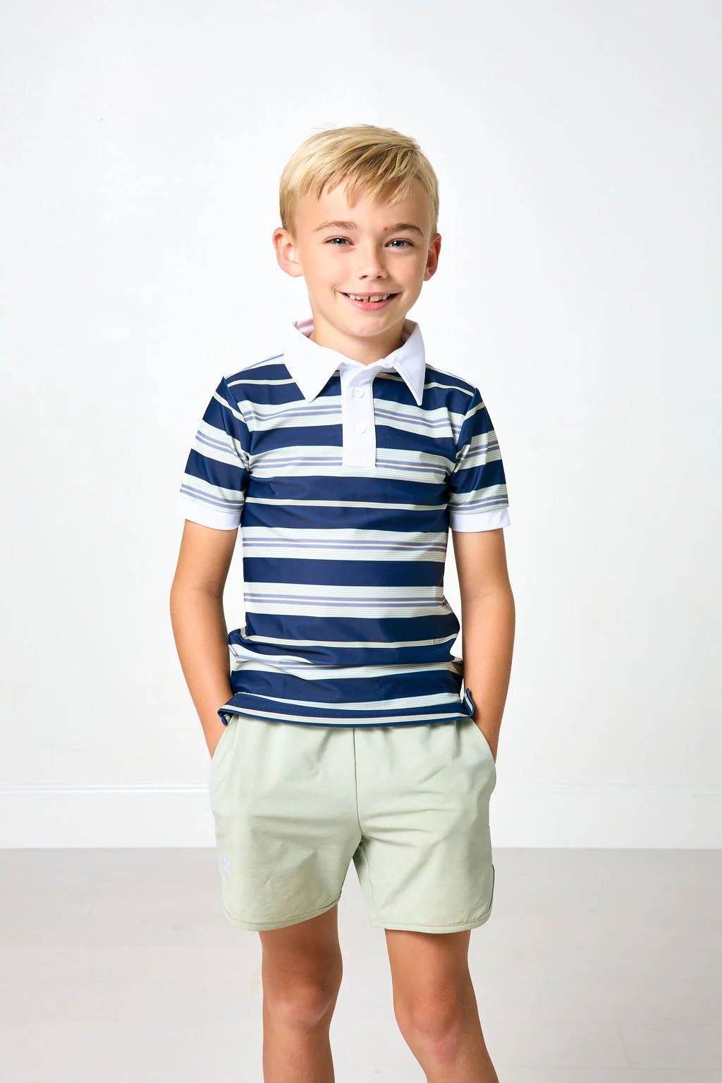 Retro Stripe Polo T-shirt | Navy