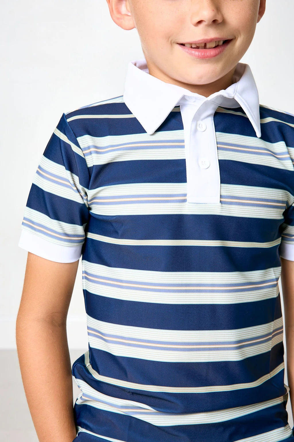 Retro Stripe Polo T-shirt | Navy