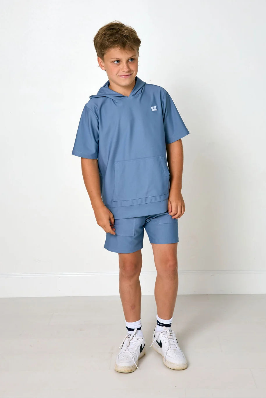 Short Sleeve Hooded Set | Slate