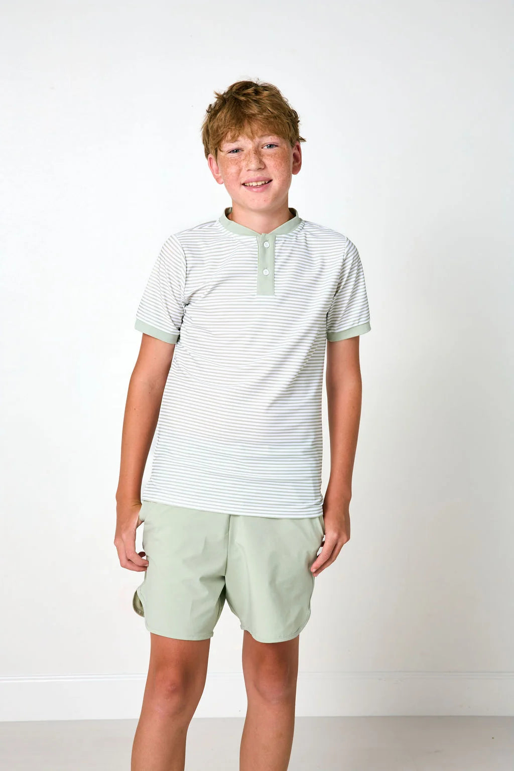 Thin Stripe Blade T-Shirt | Sage / White