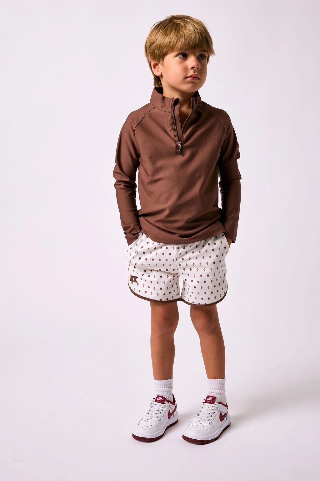 Retro Half-zip Top | Brown