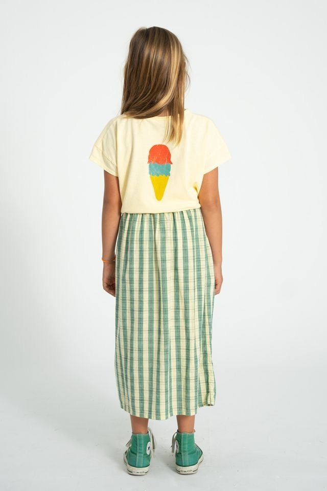 Checkered Long Skirt | Light Yellow