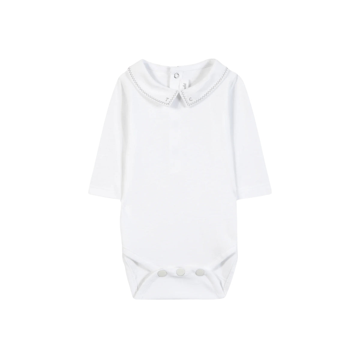 Embroidered Collar Romper | White