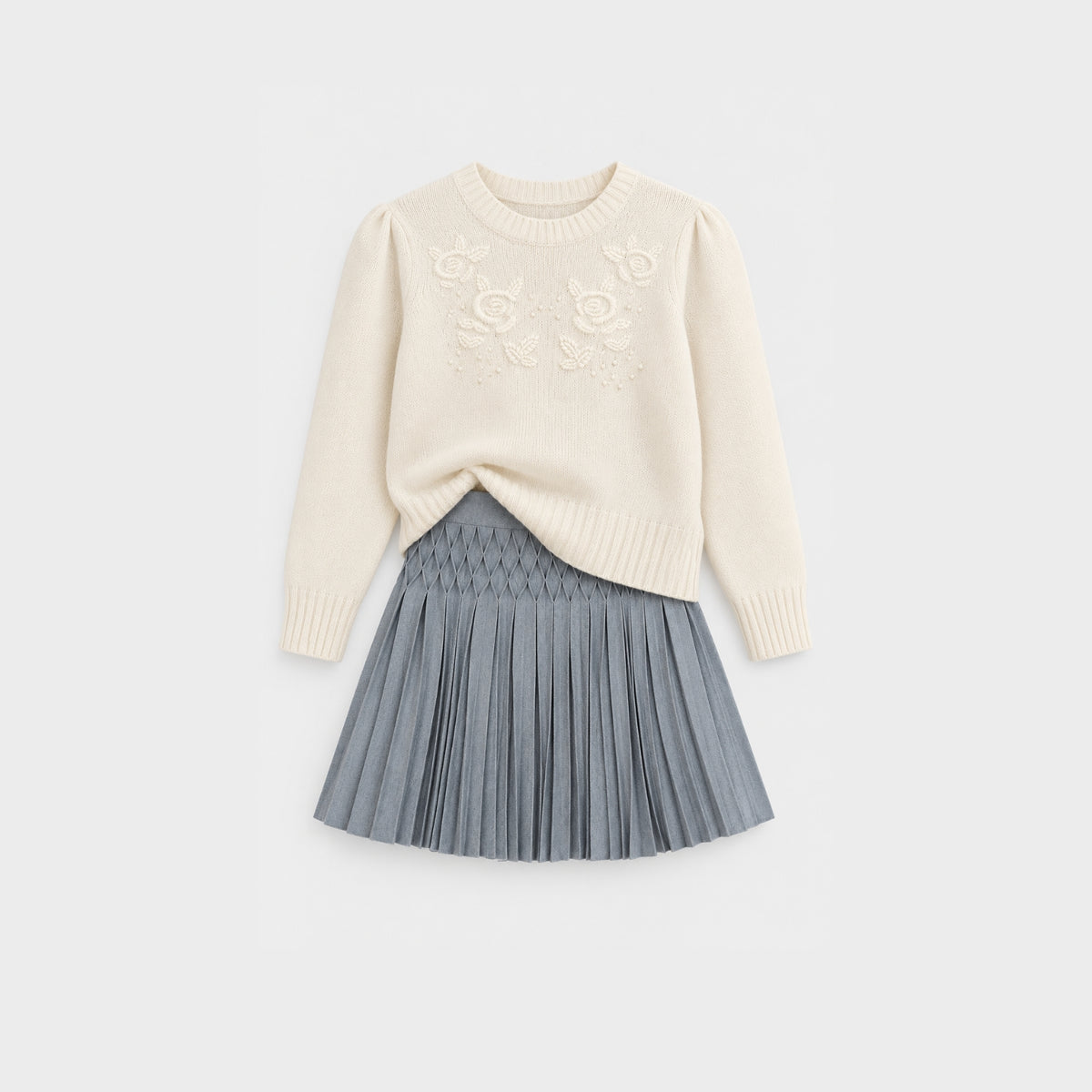 Flat Pleats Skirt | Grey