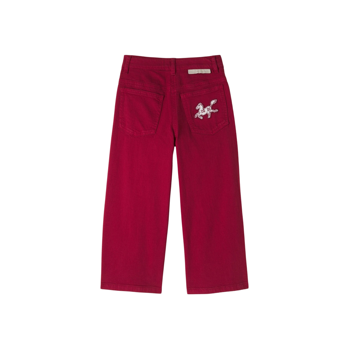 Patch Appliqué Gabardine Pants | Maroon