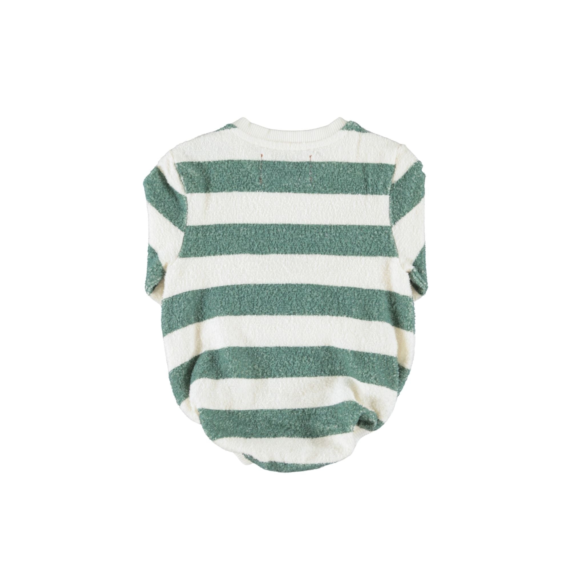 Romper | Ecru & Green Stripes